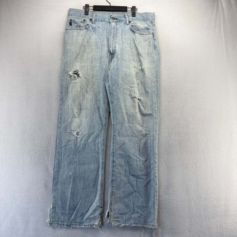 Vintage Abercrombie Fitch Jeans Mens 34x32 Blue Bootcut Distressed Thrashed y2k